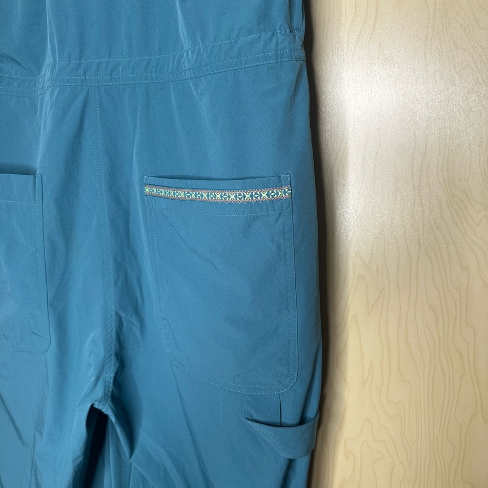 Teal Jumpsuit with Neon Green Zipper - Picture 7 of 8